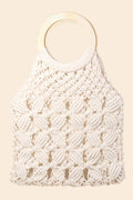 Boho Wooden Top Handle Bag