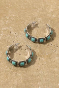 Chain Turquoise Hoop Earrings