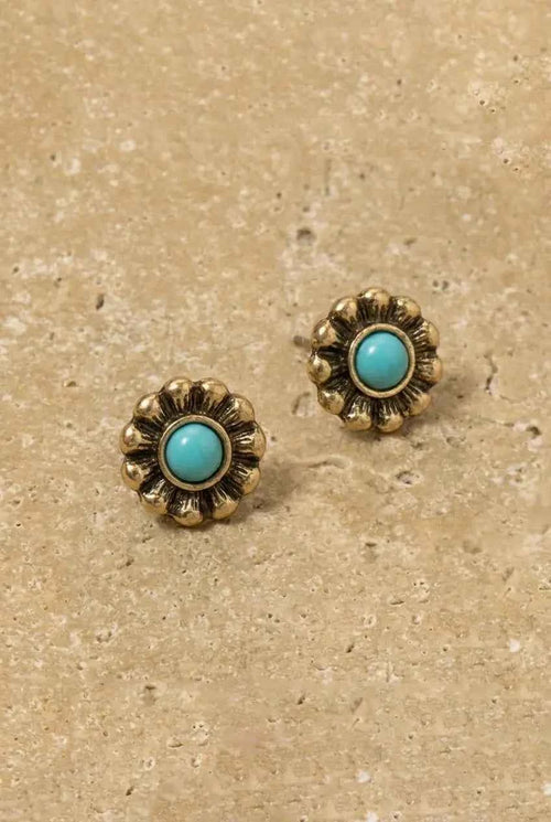Circle Turquoise Stud Earrings