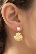 Clam Shell And Pearl Earrings