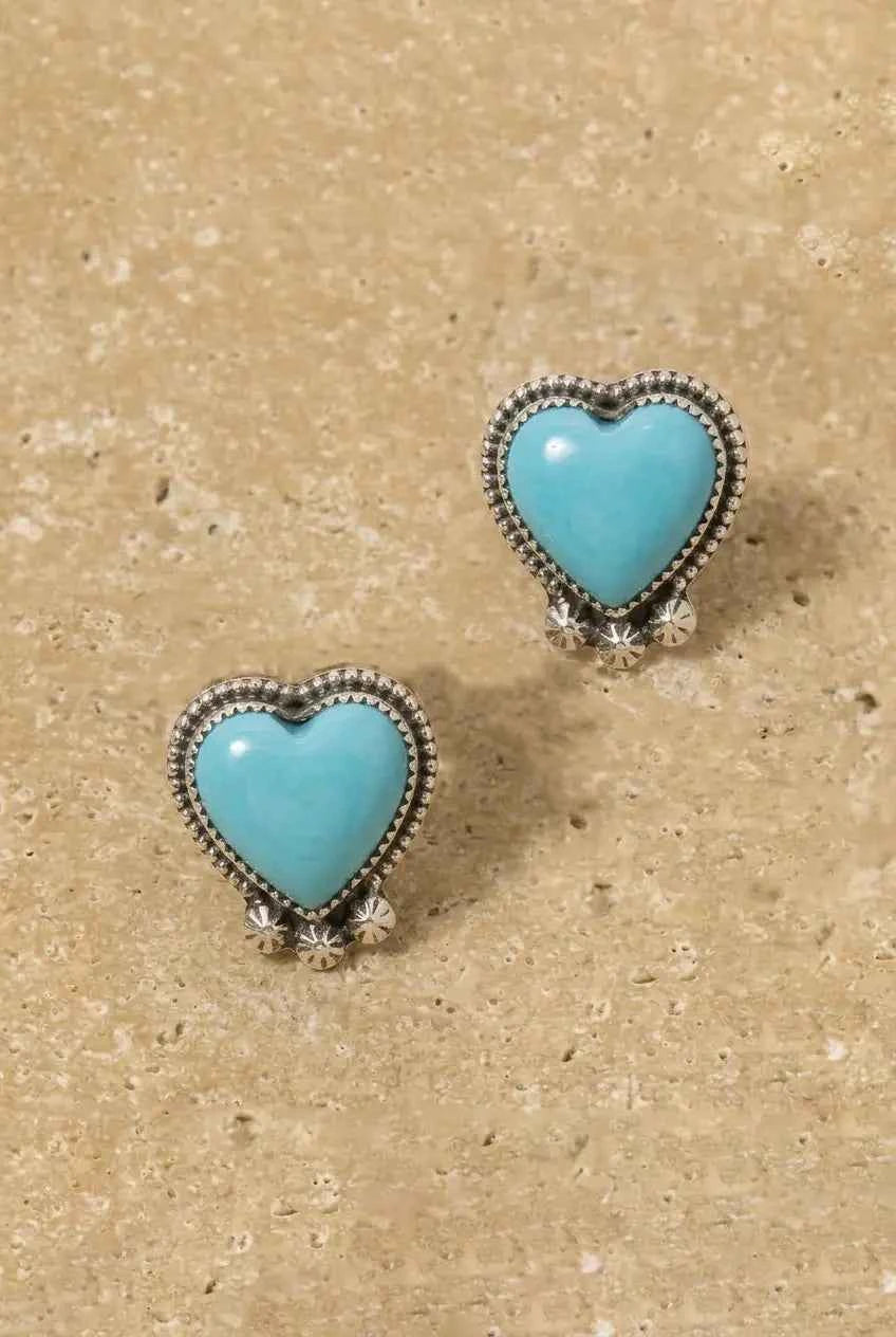 Dotted Turquoise Heart Earrings