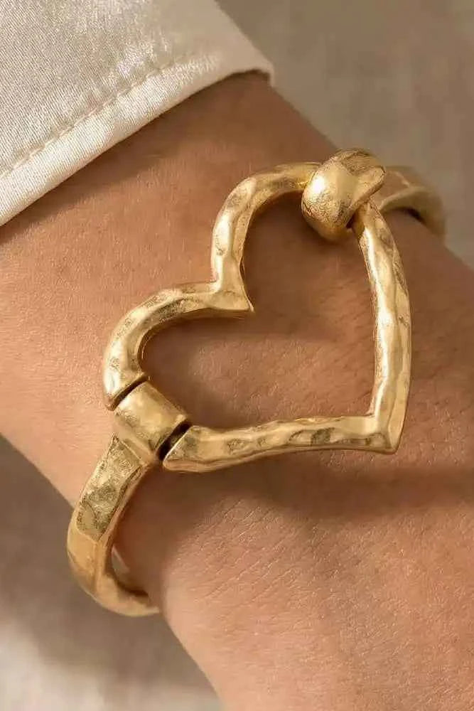 Hammered Heart Bangle Bracelet