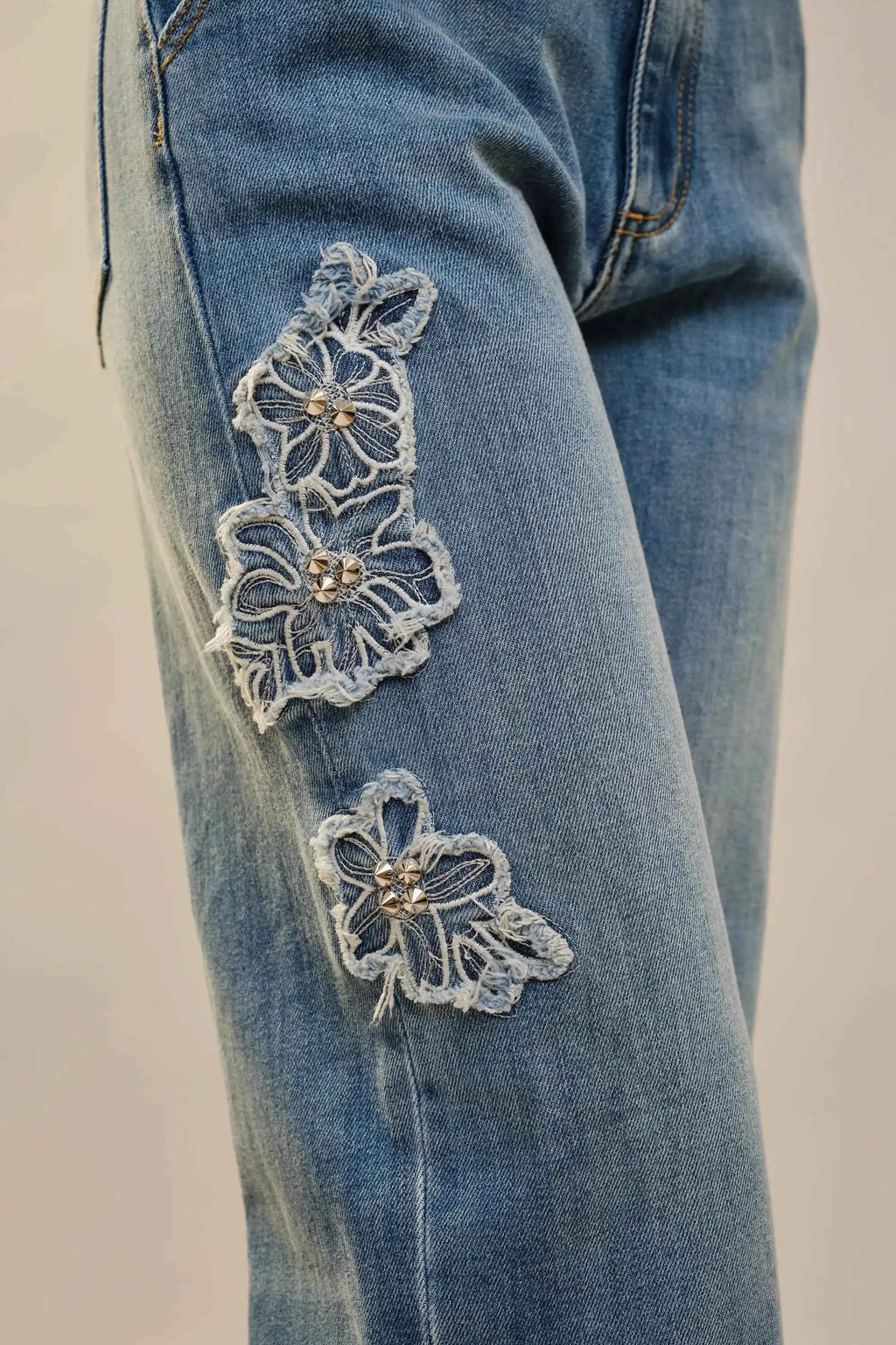 Jean with Floral Patches