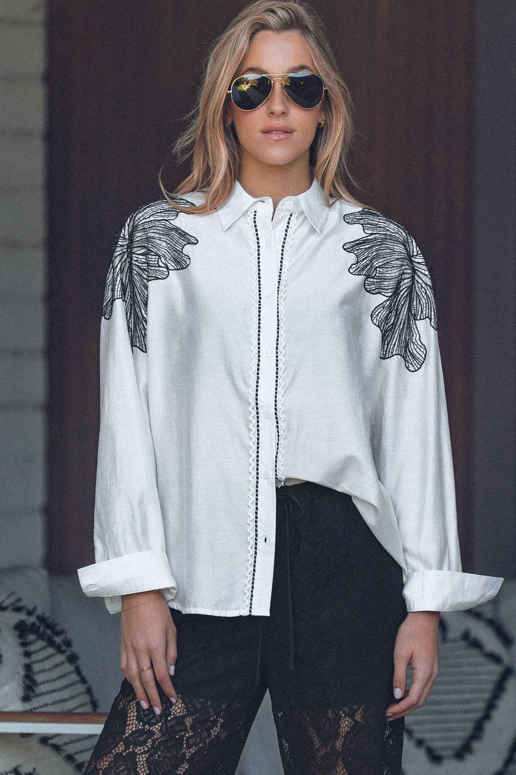 Leaf Shoulder Blouse
