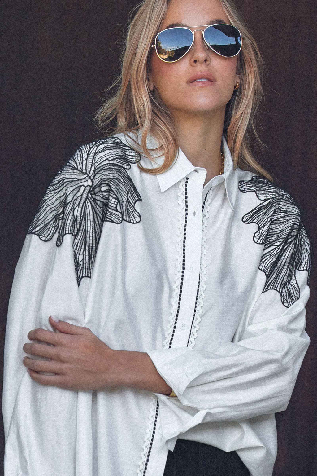 Leaf Shoulder Blouse