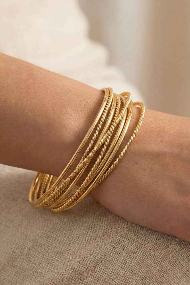 Metallic Bangle Bracelets Set