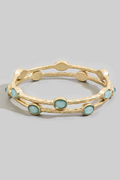 Oval Stone Hammered Bangle Set