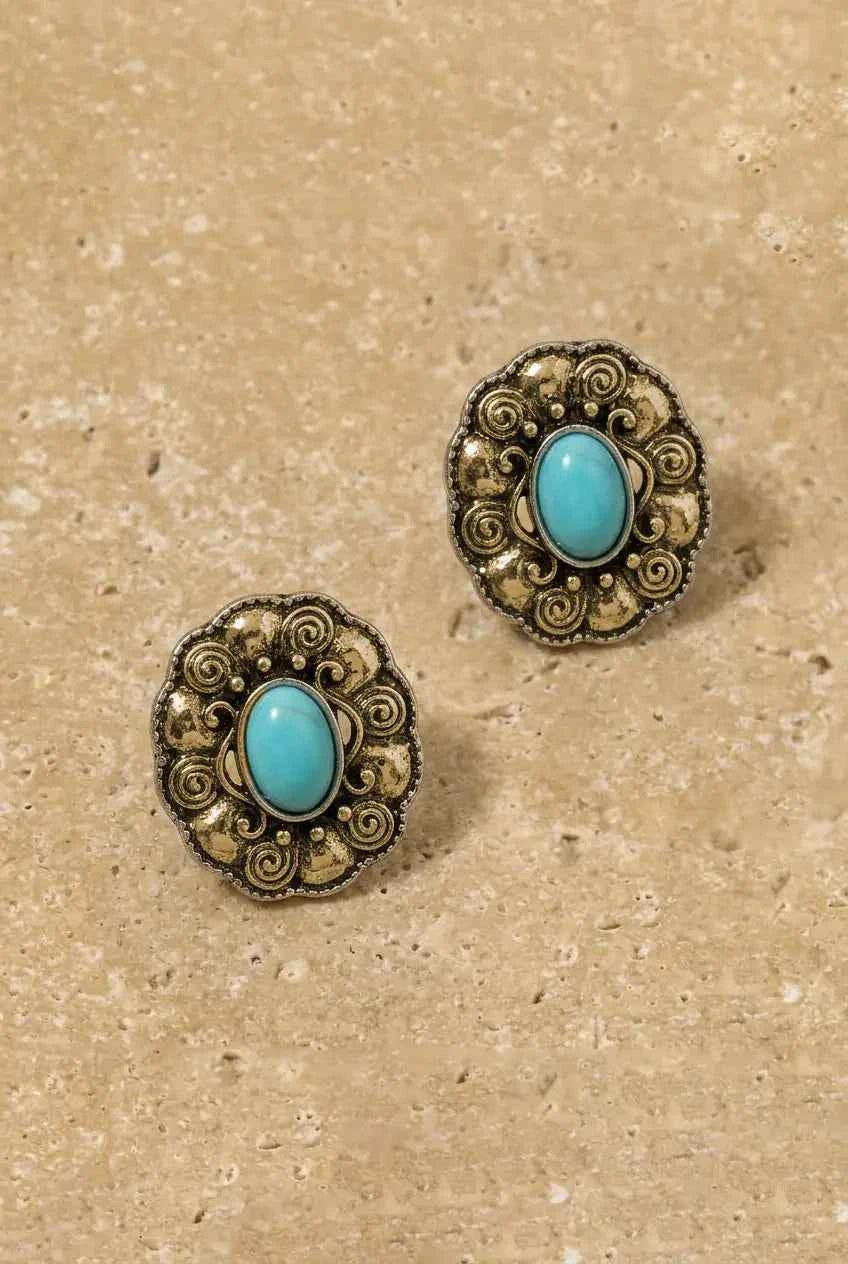 Oval Turquoise Earrings
