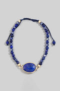 Semi Precious Oval Stone Charm Beaded Cord Bracelet