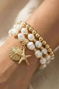 Star Fish And Sea Shell Beaded Bracelet