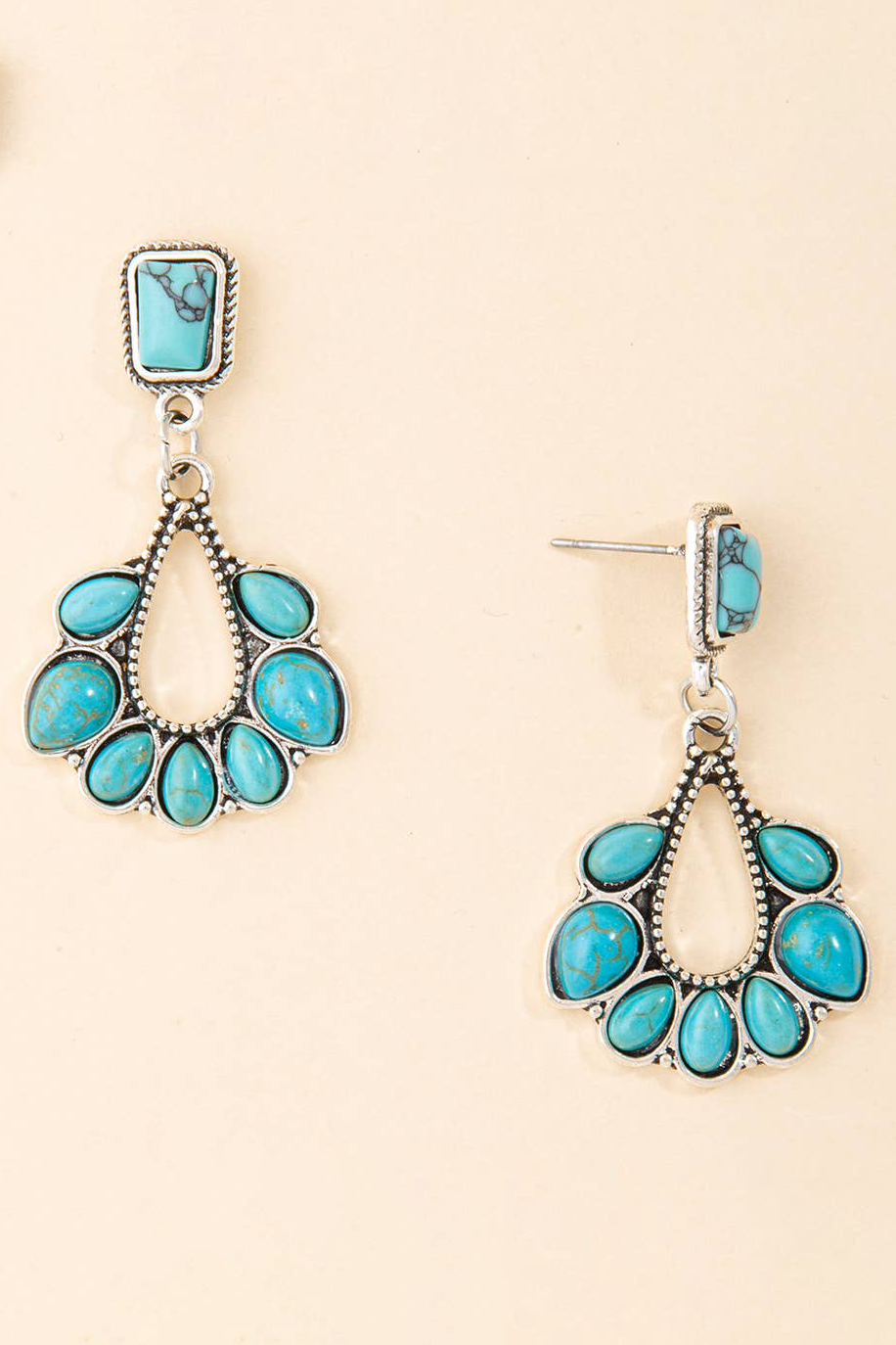 Turquoise Cluster Teardrop Earrings